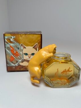 Vintage Avon Curious Kitty Mint  🐱 Sweet Honesty Cat & Fish Bottle